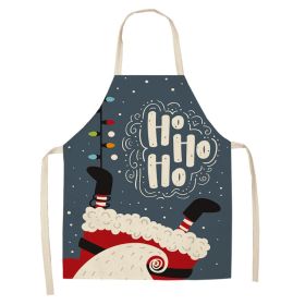 Cartoon Christmas Elk Santa Claus Printed Linen Sleeveless Apron (Option: W 20013-47x38cm)