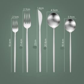 Household Hotel Restaurant Steak Stainless Steel Knife, Fork And Spoon (Option: Silver Five Main Pieces)