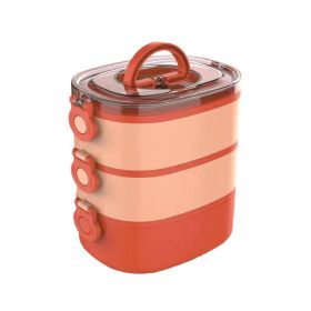 Stainless Steel Large Capacity Portable Multi-layer Insulated Lunch Box (Option: Orange-Plastics)