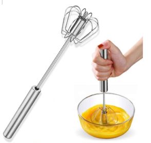 Semi-Automatic Egg Whisk Hand Push Egg Beater Stainless Steel Blender Mixer Whis (Color: Silver)