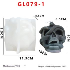 Snake Winding Skull Candle Mould DIY Halloween Simulation Plaster Decoration Silicone Mold (Option: GL079 1 Skull)