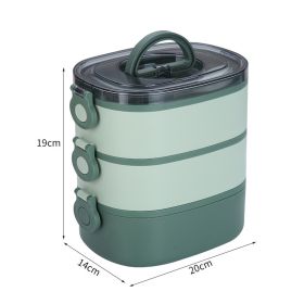 Stainless Steel Large Capacity Portable Multi-layer Insulated Lunch Box (Option: Green-Plastics)