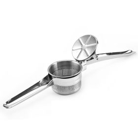 1pc Stainless Steel Potato Presser Masher Ricer; Commercial Grade Tool To Press Mash Fruit Or Food (Color: Silvery)