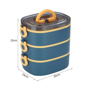 Stainless Steel Large Capacity Portable Multi-layer Insulated Lunch Box (Option: Blue-Stainless steel)