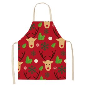 Cartoon Christmas Elk Santa Claus Printed Linen Sleeveless Apron (Option: W 20001-47x38cm)