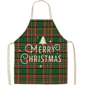 Christmas Apron Linen Oil-proof Anti-fouling Gingham Check Ginger Cake Household Bib Halter (Option: 4style-45x56cm)